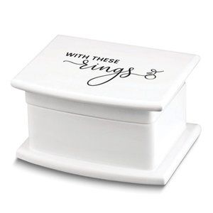 White Wedding With These Rings I Thee Wed Wooden Box with Liner Ring Holder